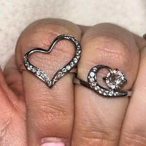 Heart and solitaire 2 pc Ring Set